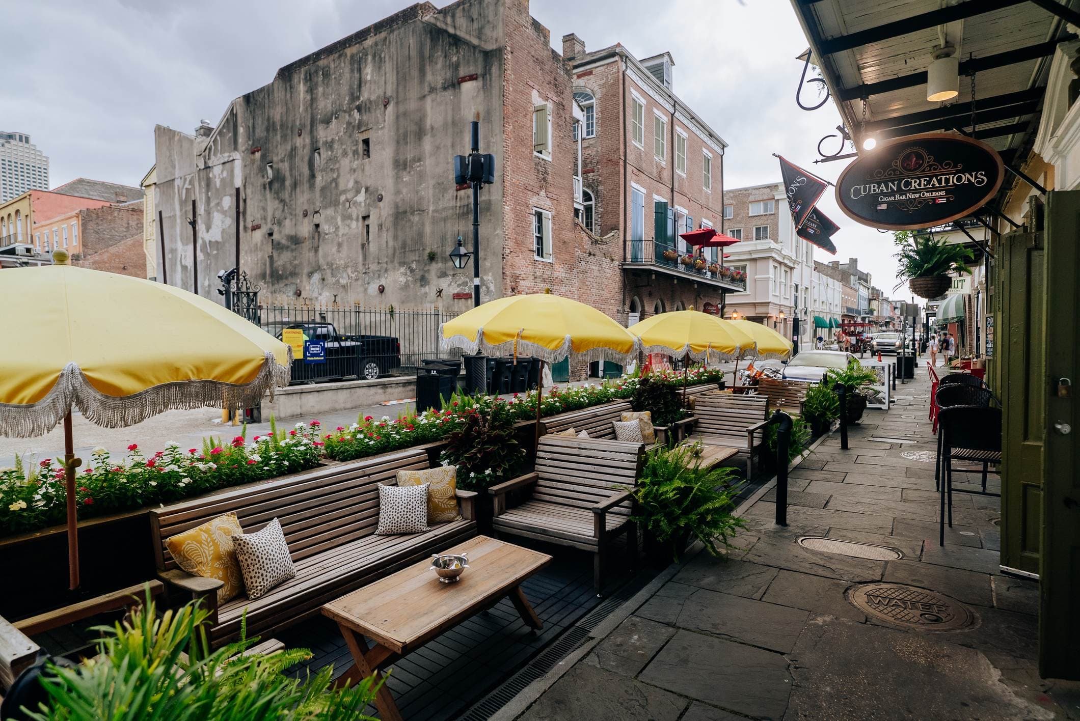 The patio at Cuban Creations Cigar Bar in New Orleans, Louisiana